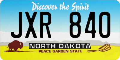ND license plate JXR840