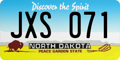ND license plate JXS071