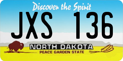 ND license plate JXS136
