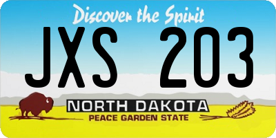 ND license plate JXS203
