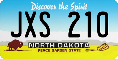 ND license plate JXS210