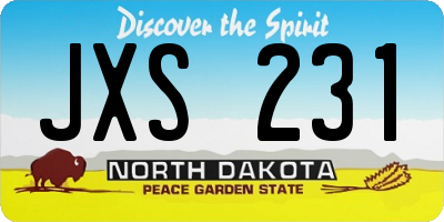 ND license plate JXS231
