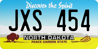 ND license plate JXS454