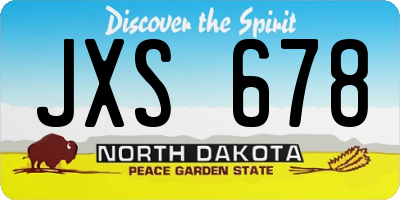 ND license plate JXS678