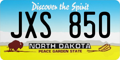 ND license plate JXS850