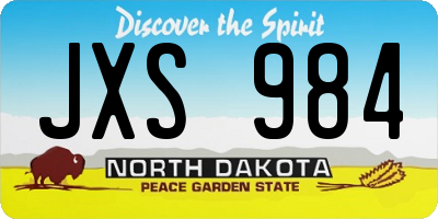 ND license plate JXS984