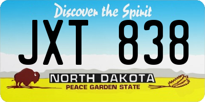 ND license plate JXT838