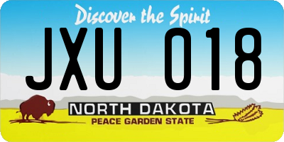 ND license plate JXU018