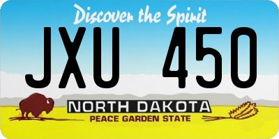ND license plate JXU450