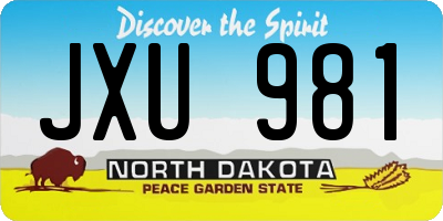 ND license plate JXU981