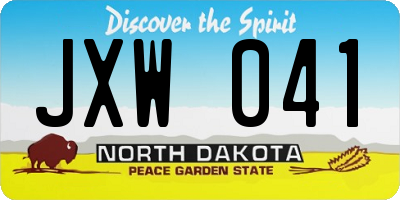 ND license plate JXW041