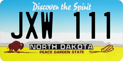 ND license plate JXW111