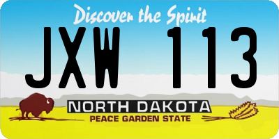 ND license plate JXW113