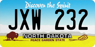 ND license plate JXW232