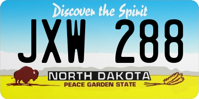ND license plate JXW288