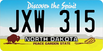 ND license plate JXW315