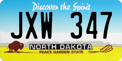 ND license plate JXW347
