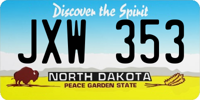 ND license plate JXW353