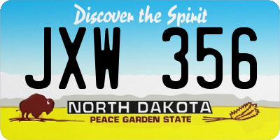 ND license plate JXW356