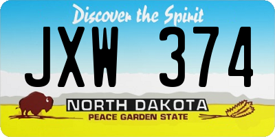 ND license plate JXW374