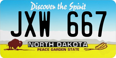 ND license plate JXW667
