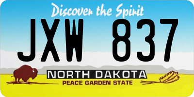 ND license plate JXW837