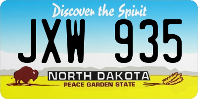 ND license plate JXW935