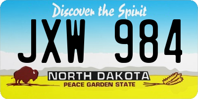 ND license plate JXW984