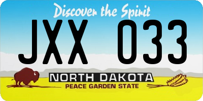 ND license plate JXX033