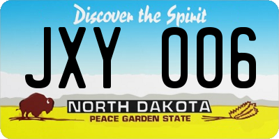 ND license plate JXY006