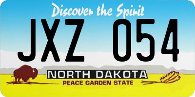 ND license plate JXZ054