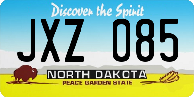 ND license plate JXZ085