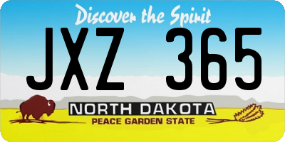 ND license plate JXZ365
