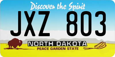 ND license plate JXZ803