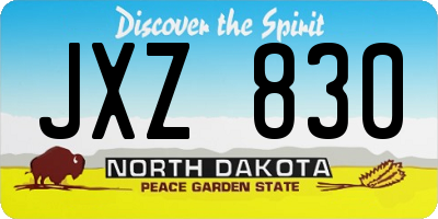 ND license plate JXZ830