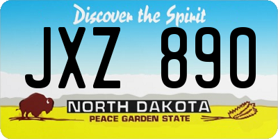 ND license plate JXZ890