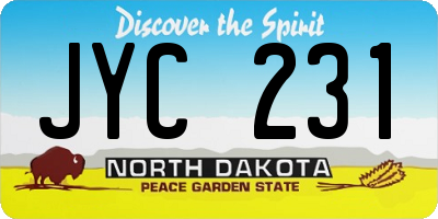 ND license plate JYC231