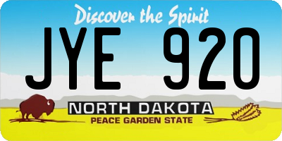 ND license plate JYE920