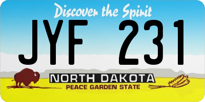 ND license plate JYF231