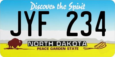 ND license plate JYF234