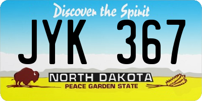 ND license plate JYK367