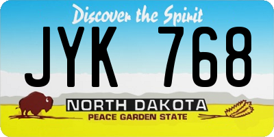 ND license plate JYK768