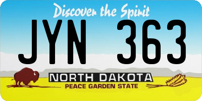 ND license plate JYN363