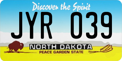 ND license plate JYR039