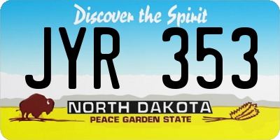 ND license plate JYR353