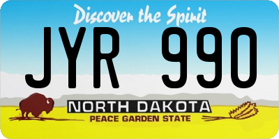 ND license plate JYR990