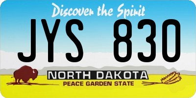 ND license plate JYS830