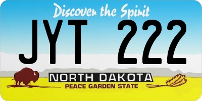 ND license plate JYT222