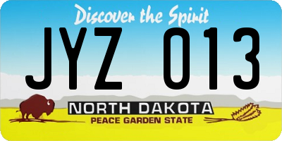 ND license plate JYZ013