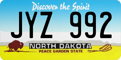 ND license plate JYZ992